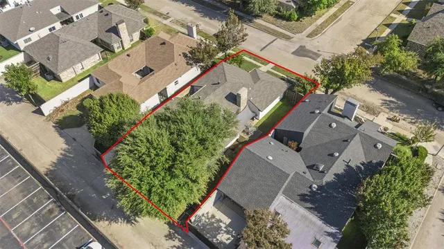 an aerial view of a house