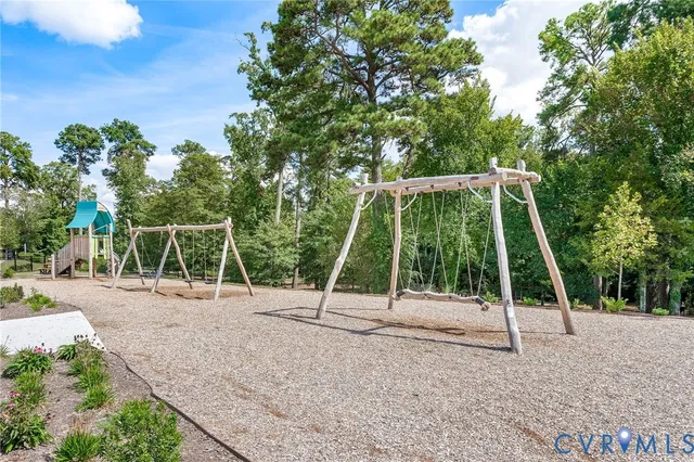 a view of a park with a slide