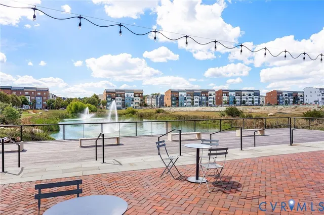 a view of a terrace with seating area