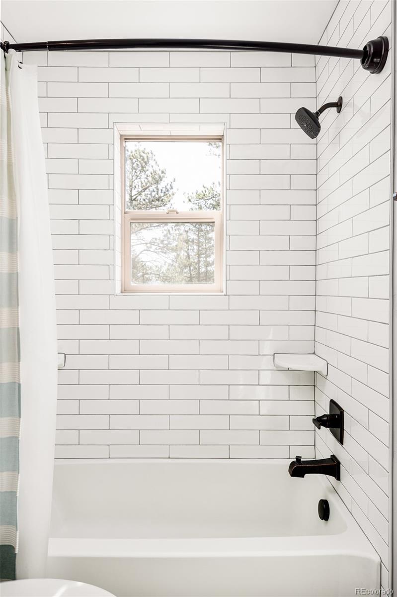 5132 Ute Road Indian Hills, CO 80454 - Photo 32 of 38 a bathroom with a bathtub and a shower
