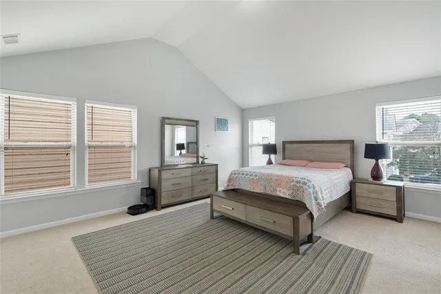 a view of a backyard with plants and large tree