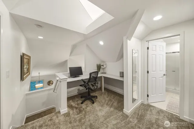 a view of a workspace with kitchen