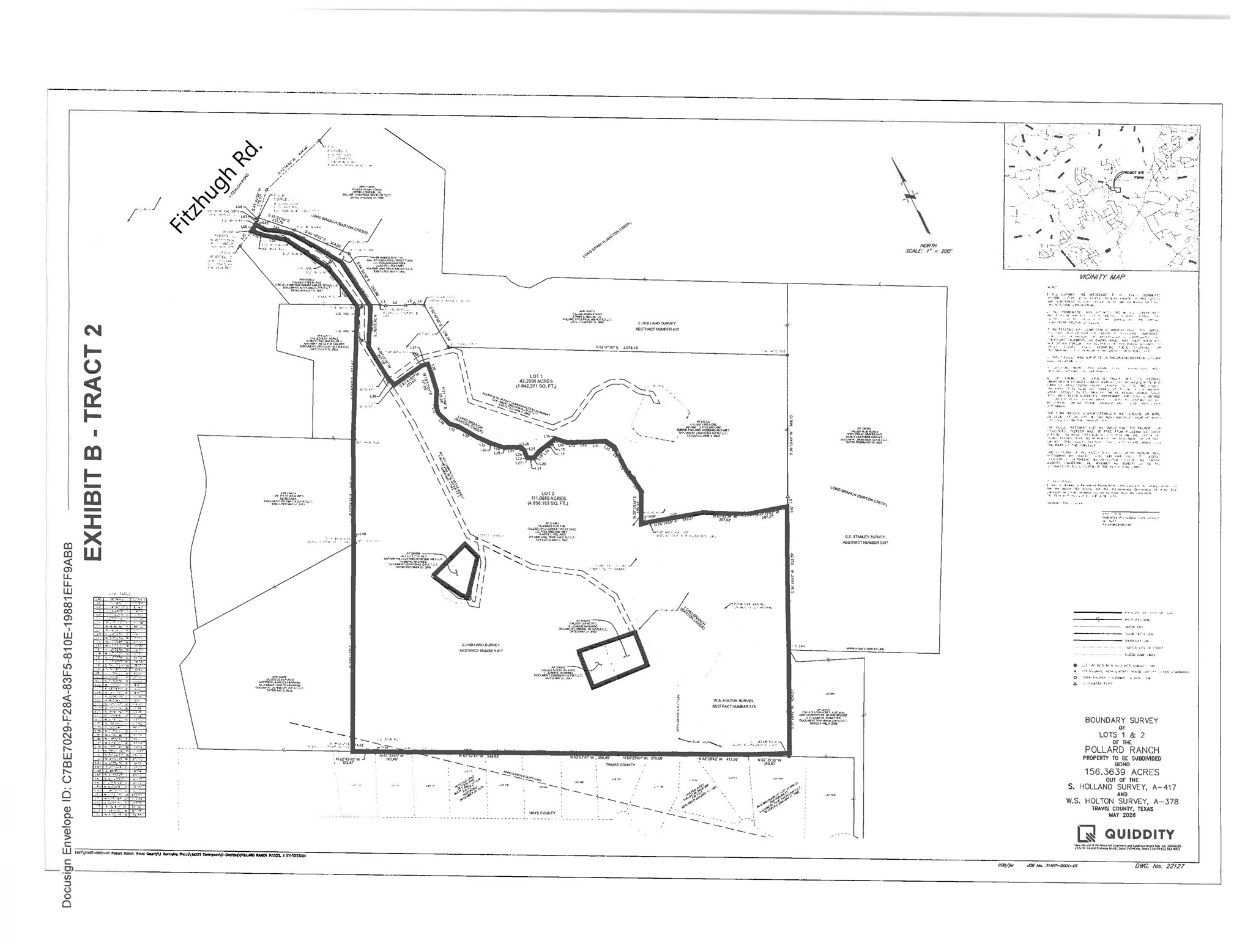 12501 Fitzhugh Road Austin, TX 78736 - Photo 40 of 40 A comprehensive boundary survey outlines the vast expanse of Pollard Ranch, delineating lots 1 and 2, ready for subdivision.