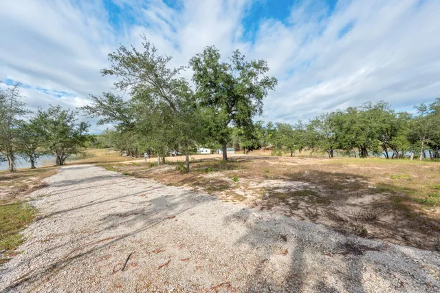 a view of a lake in middle of the town