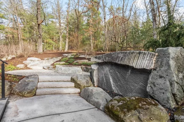 a view of backyard with outdoor seating