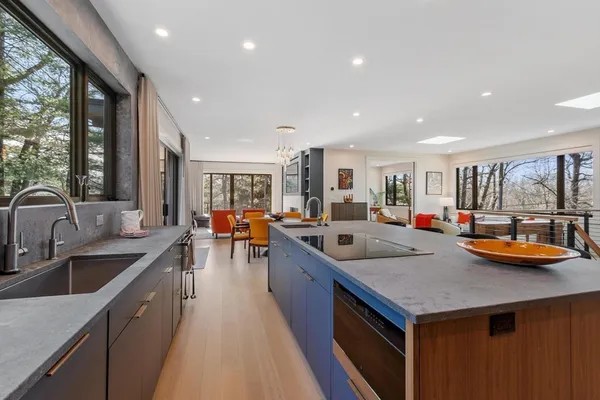 a kitchen with lots of counter top space