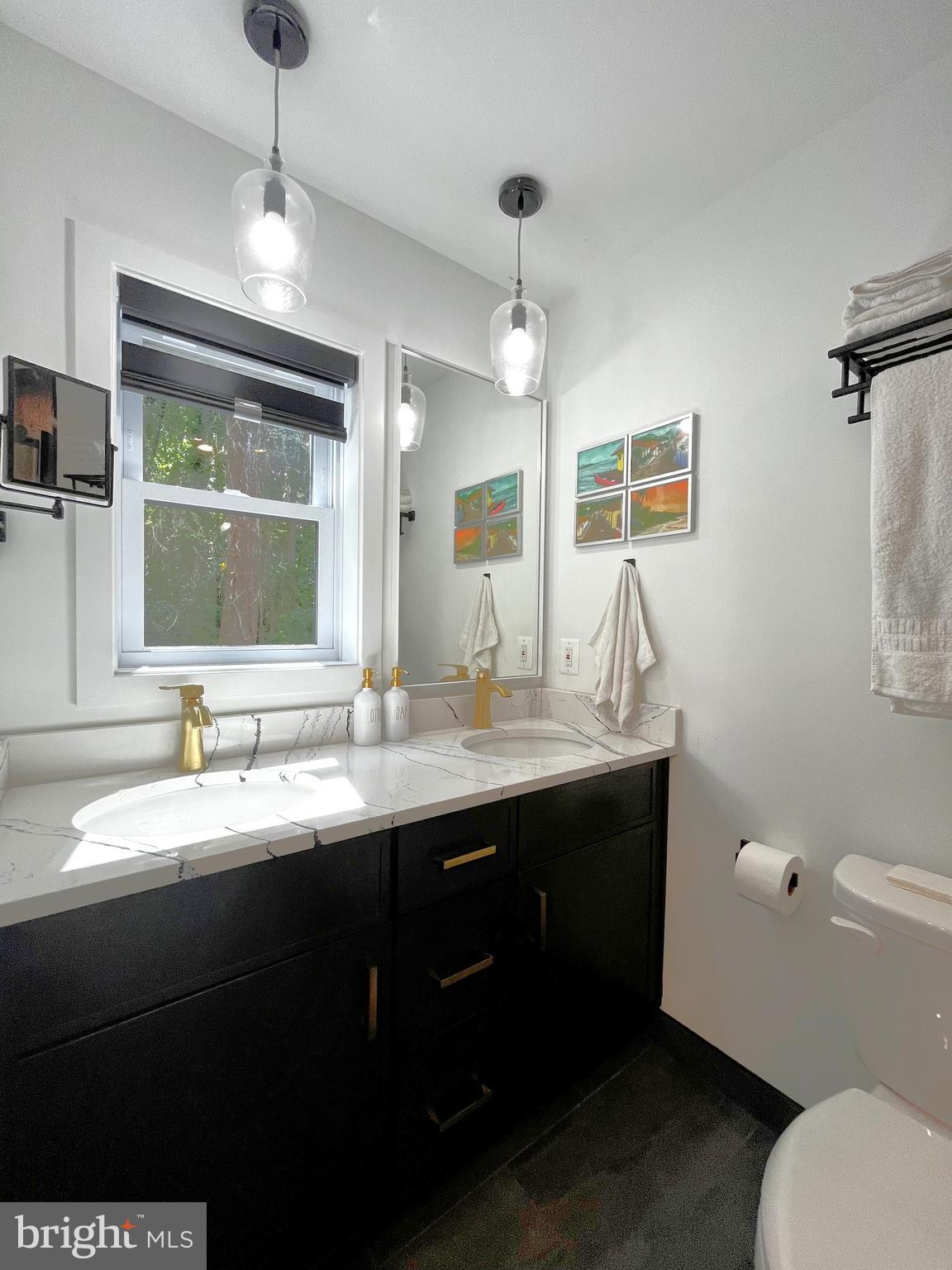 2020 Biglane Court, Unit A Huntingtown, MD 20639 - Photo 13 of 29 a bathroom with a double vanity sink and a mirror