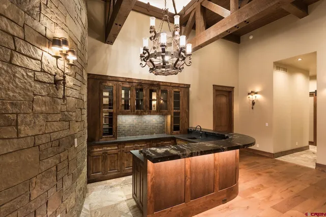 wooden floor with cabinet