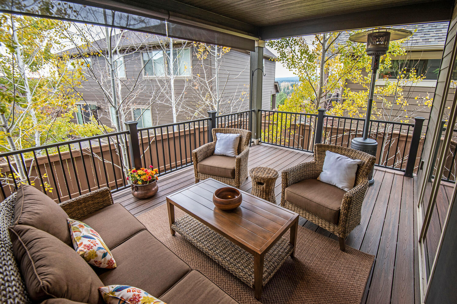 2630 Northwest Boulder Ridge Loop Bend, OR 97703 - Photo 11 of 31 Includes sofa, 2 chairs, tables, and propane heater. 2 pull-down shades provide privacy and protection from the sun and wind.