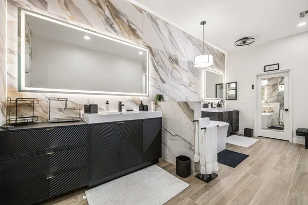 a view of a city with an ocean view