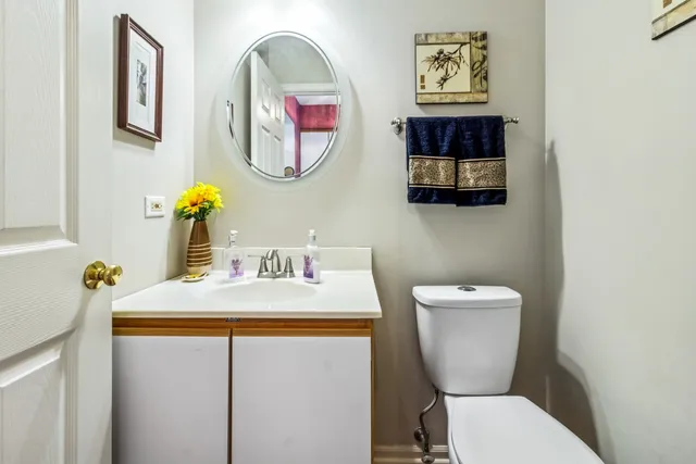 a bathroom with a toilet a sink and a mirror