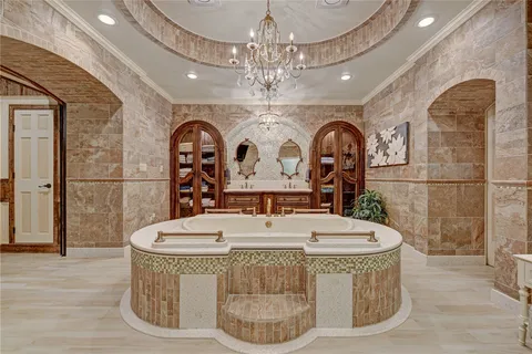 a living room with furniture