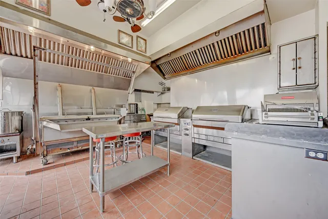 a kitchen with lots of appliances