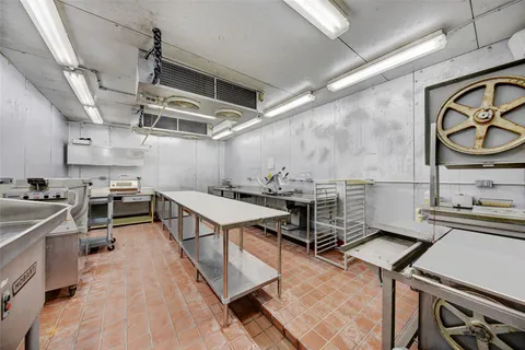 a storage room with sink