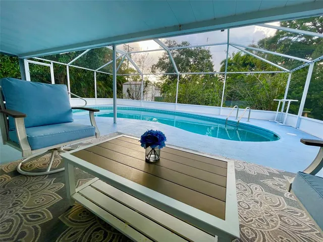 a view of outdoor space with seating