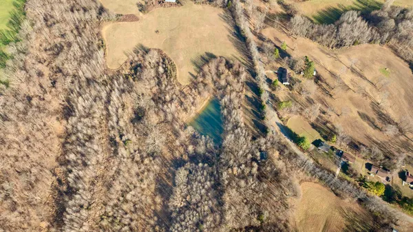 a backyard of a house with lots of green space and lake view