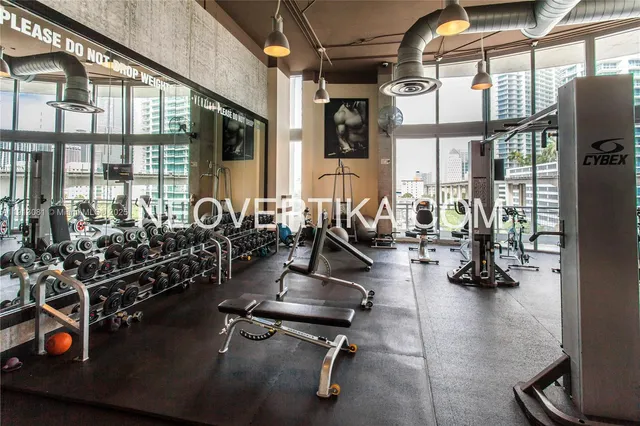 a view of a room with gym equipment