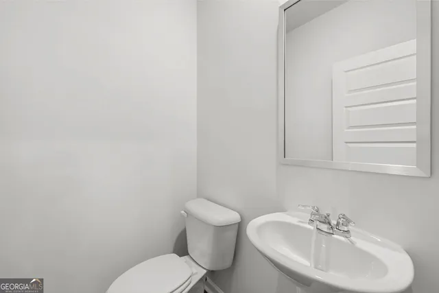 an aerial view of a swimming pool