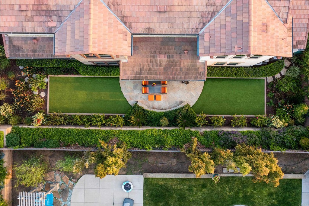 698 Normandy Road Encinitas, CA 92024 - Photo 16 of 35 an aerial view of a house with a garden and a car parked