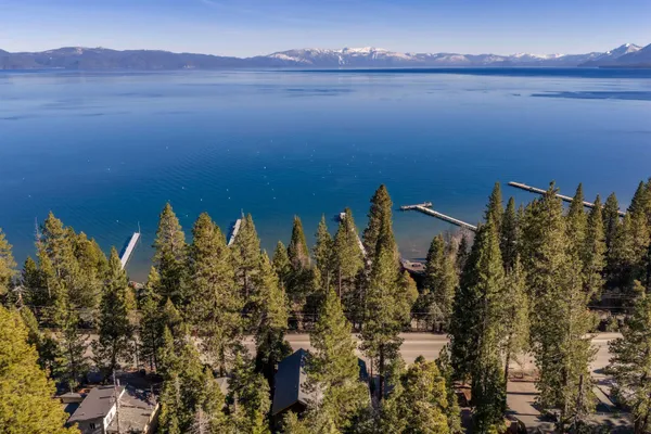 a view of a lake with a mountain