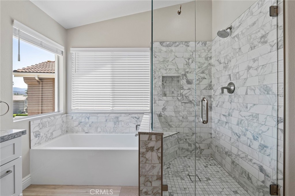 2 Swallows Lane Trabuco Canyon, CA 92679 - Photo 45 of 71 Beautiful walk-in shower with separate tub.