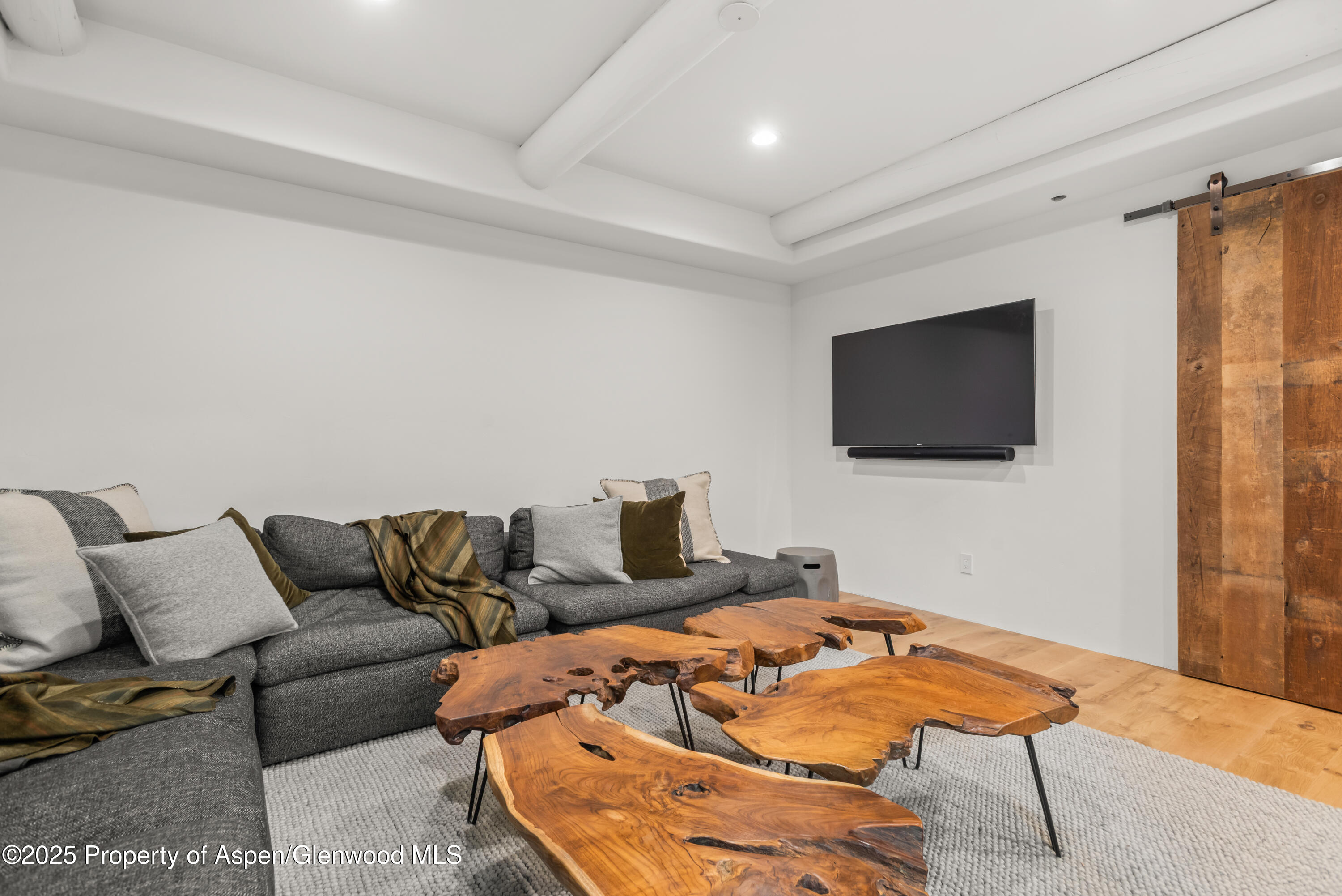 1495 Homestake Drive, Unit 2 Aspen, CO 81611 - Photo 33 of 42 a living room with furniture and a flat screen tv