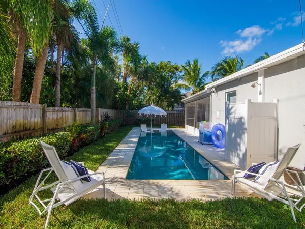 a house view with a backyard space