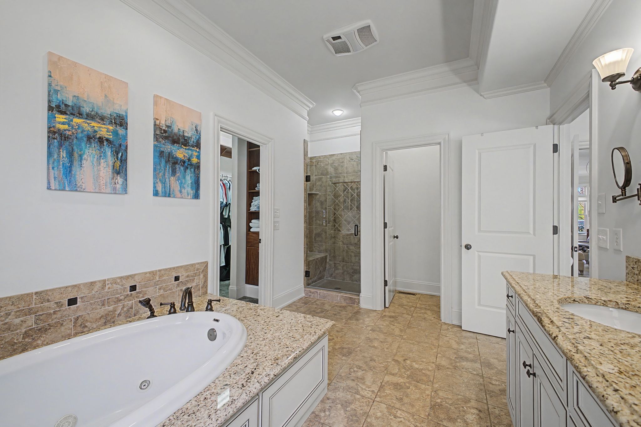 626 Band Drive Franklin, TN 37064 - Photo 27 of 53 a bathroom with a granite countertop tub sink shower and mirror