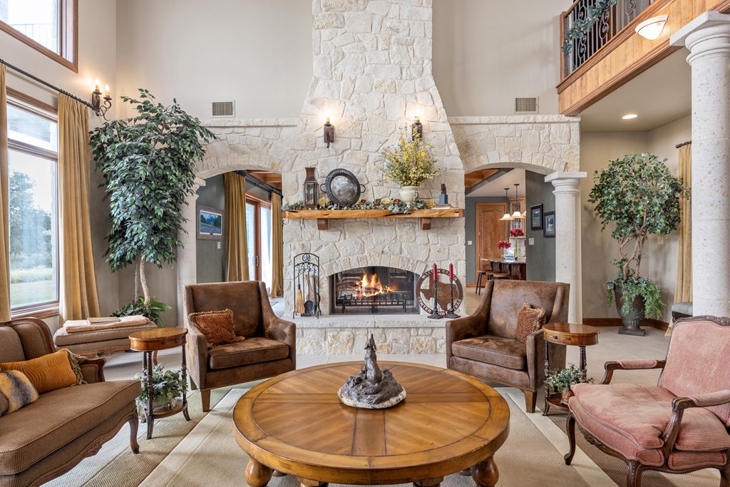 945 Elm Pass Road Center Point, TX 78010 - Photo 14 of 37 Living Room, Large, Rock Fireplace
Open to Living and Dining