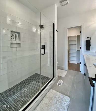 a view of an empty room with empty racks