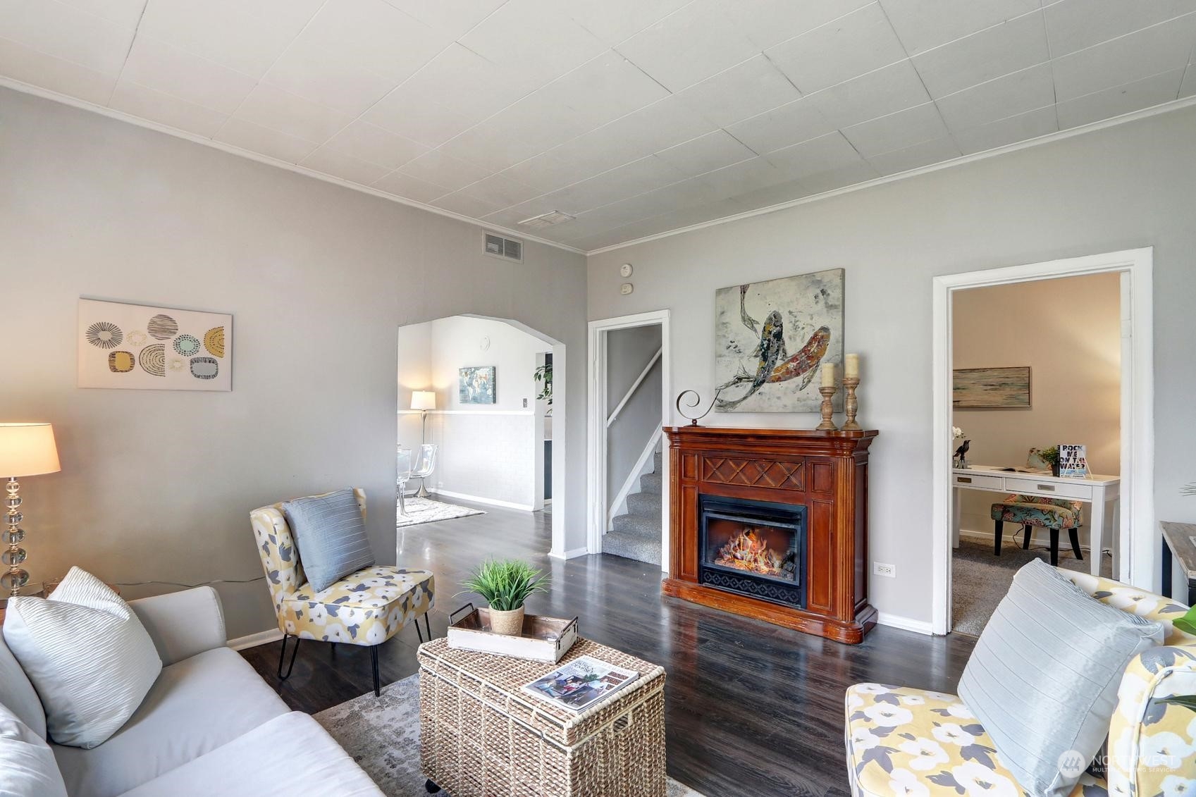 1718 Rockefeller Avenue Everett, WA 98201 - Photo 2 of 17 a living room with furniture and a fireplace