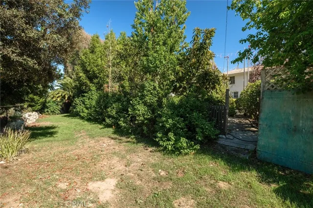 a view of a building with a garden