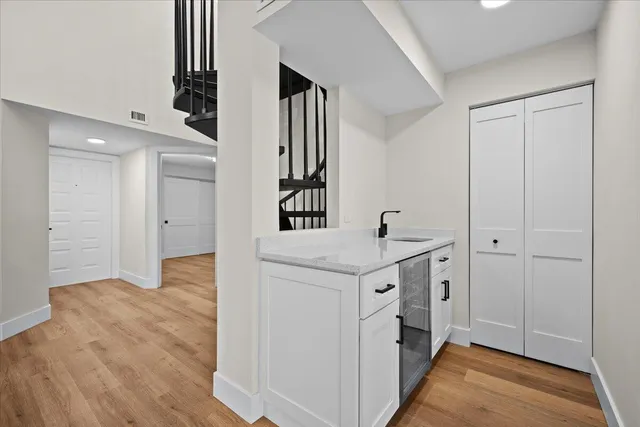 a view of hallway with washer and dryer