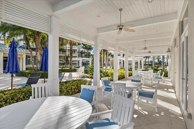 a outdoor space with lots of table and chairs