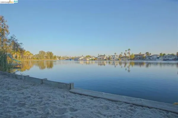 a view of a lake with houses