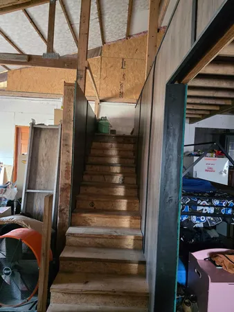 a view of a storage room with stuff