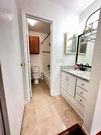a bathroom with a sink a toilet and mirror