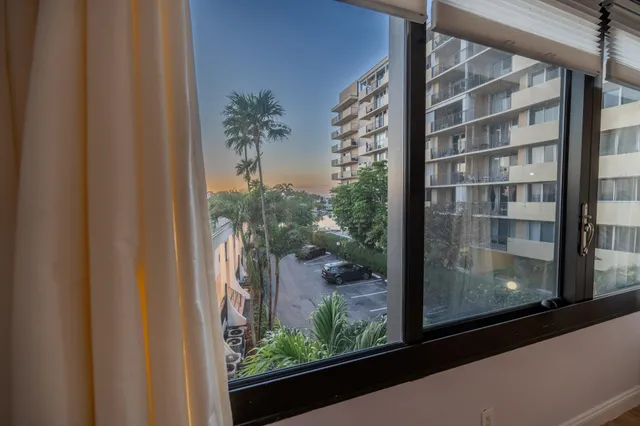 a view of a glass door with a window
