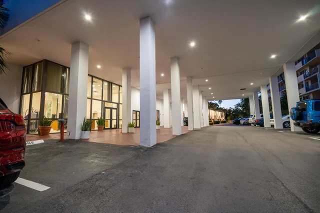 a view of a building stairs