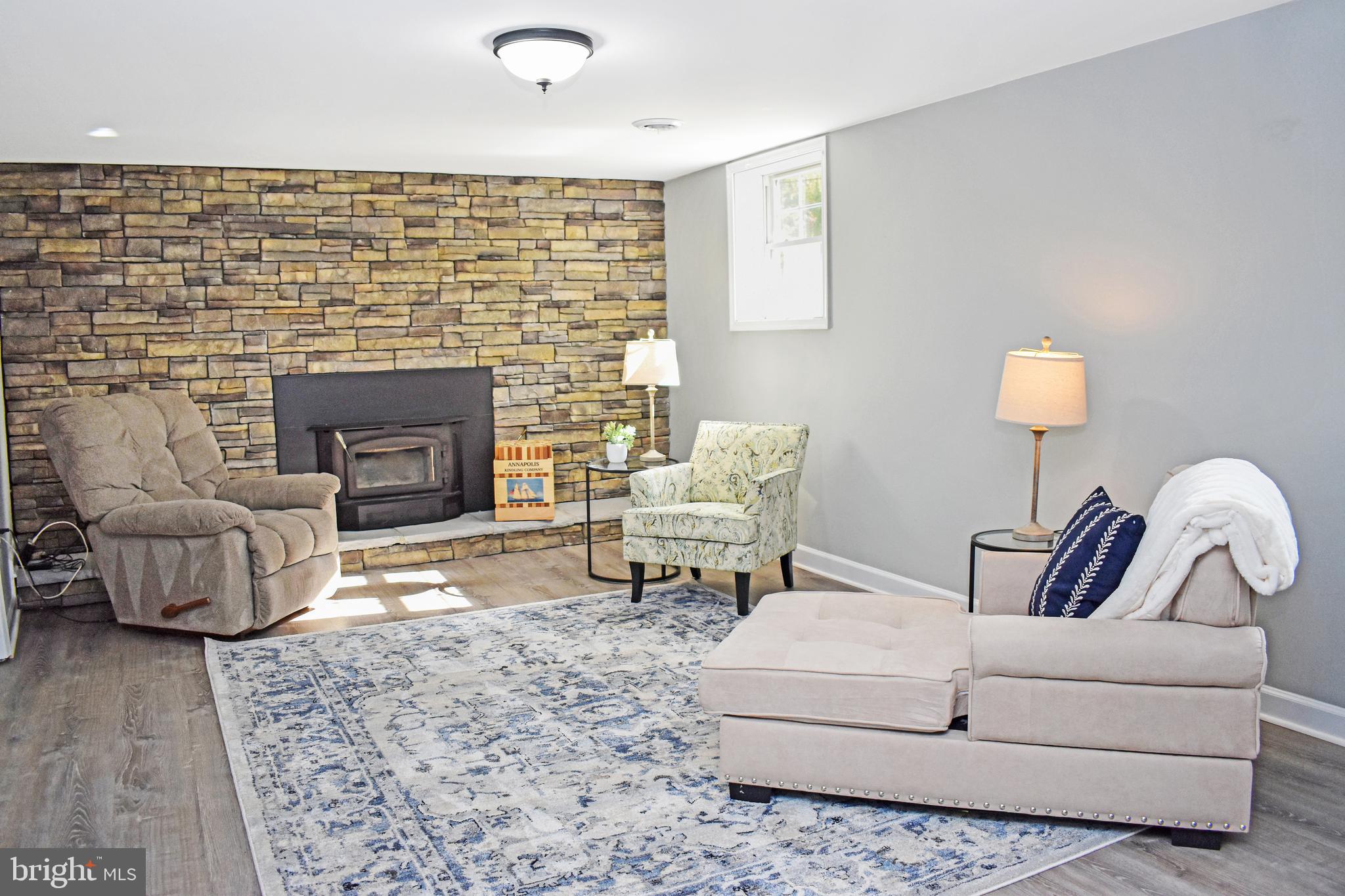633 Burley Road Annapolis, MD 21409 - Photo 25 of 43 Huge Lower Level Family Room w/ Fireplace Insert