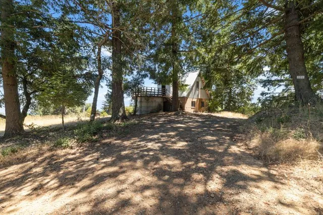 a backyard of a house with lots of green space