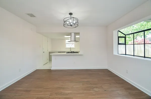 a view of kitchen and window