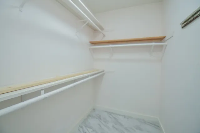 a view of small space with racks on the wall