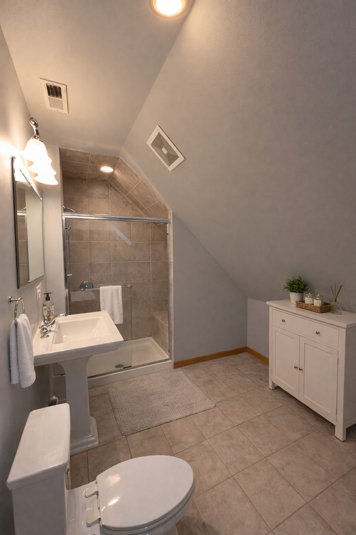 1901 West Fletcher Street, Unit 2 Chicago, IL 60657 - Photo 9 of 10 a bathroom with a toilet sink and mirror