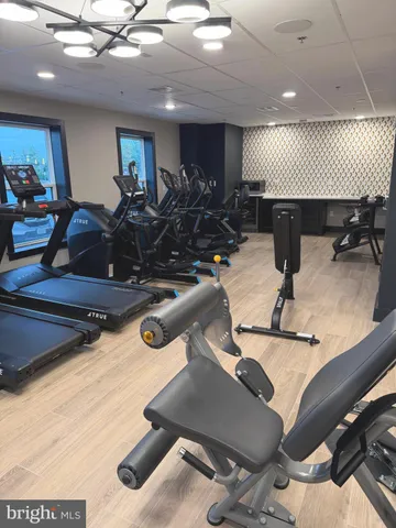 a room with gym equipment