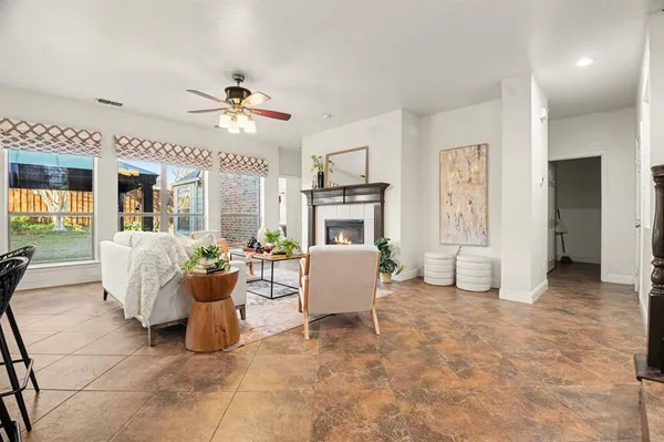 a living room with furniture