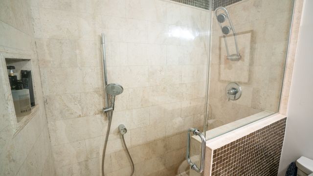 a bathroom with a shower