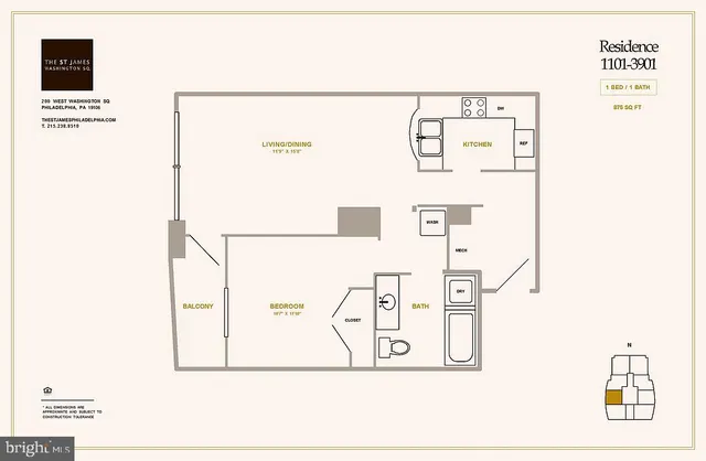 $3,036 | 207 West Washington Square, Unit 3201, Philadelphia, PA 19106