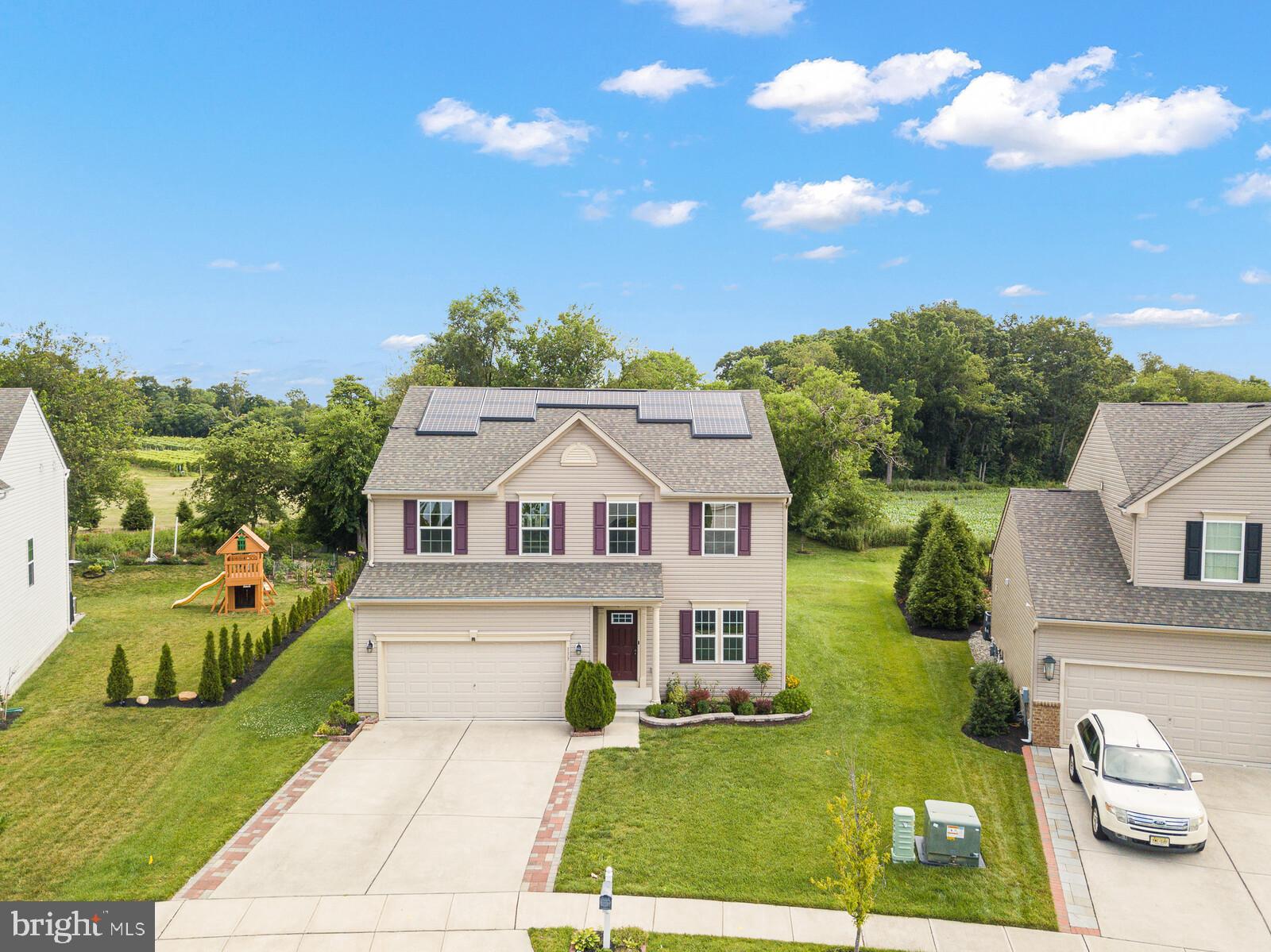 Aerial view of the front of the home