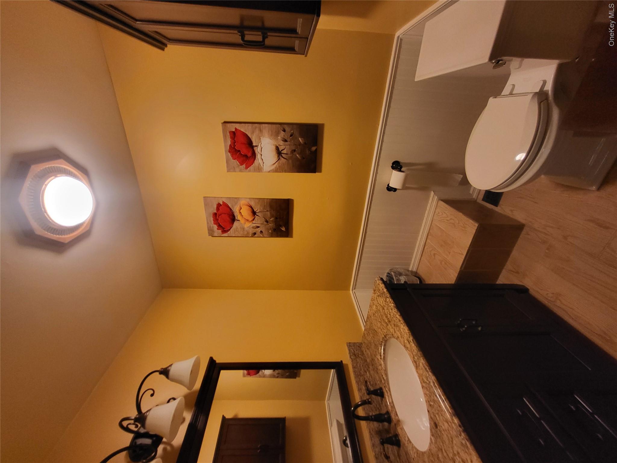 286 Dingle Daisy Road Monticello, NY 12701 - Photo 25 of 35 a bathroom with a granite countertop toilet sink and mirror